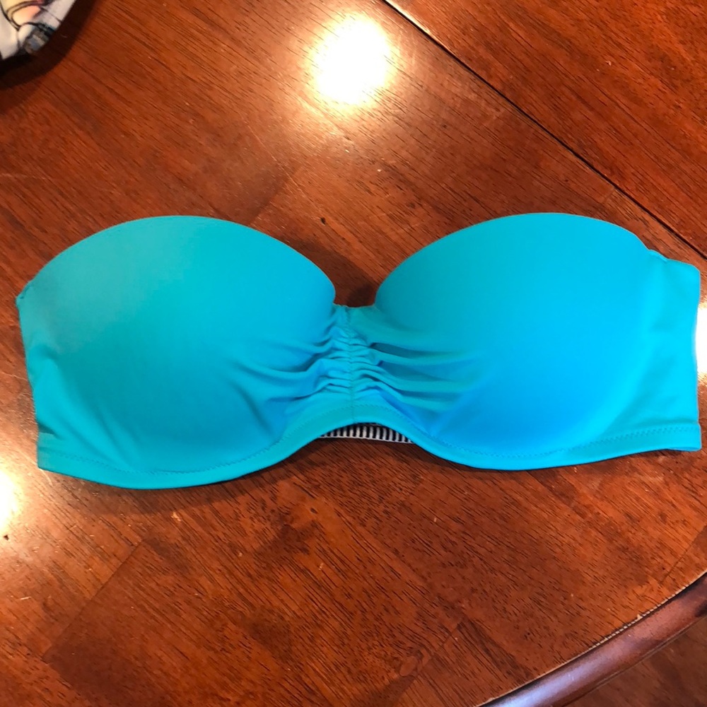 VS strapless blue bikini top